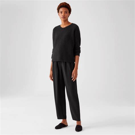 eileen fisher pleated fabric metallic|Silk Georgette Crepe Pleated Pant .